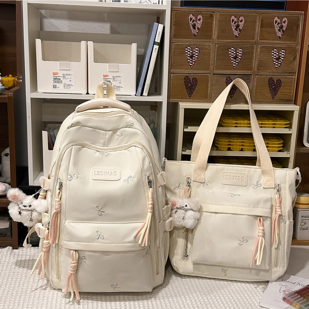 Versatile Embroidered Backpack Set