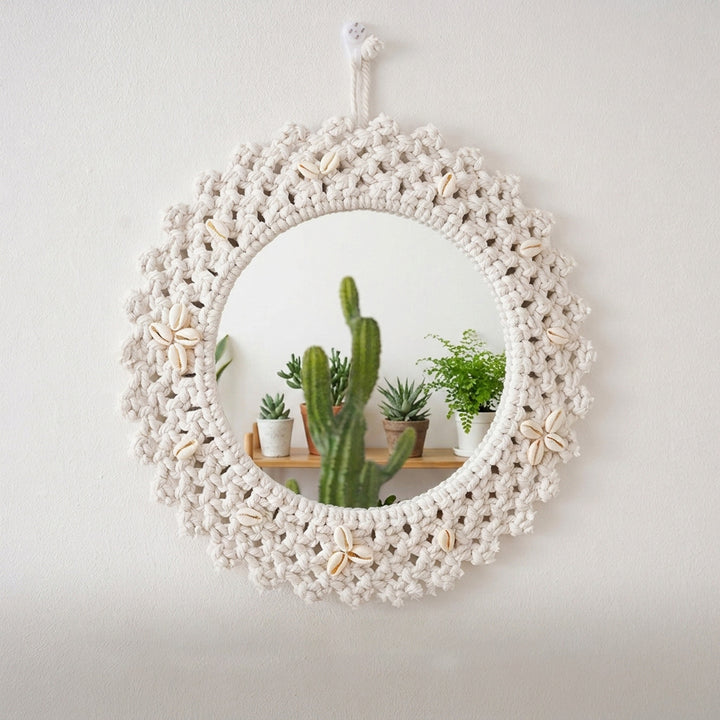 Decorative Macrame Star-Shaped Wall Mirror Bowlift
