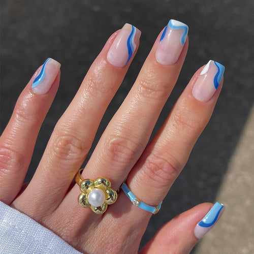 Artful Nail Art with Modern Wave Design Bowlift