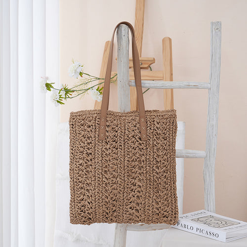 Handcrafted jute bag with stylish leather handles Bowlift