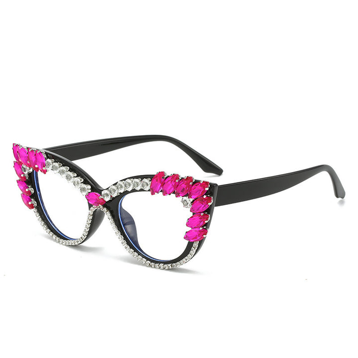 Women's Glamorous Cat-Eye Sunglasses with Crystal Decoration Bowlift