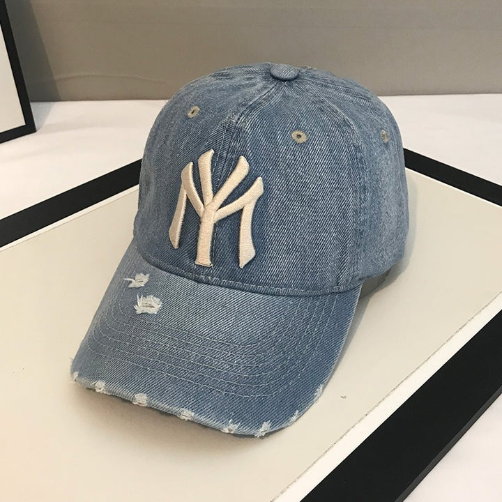 Men's Distressed Denim Baseball Cap Bowlift 1784188165