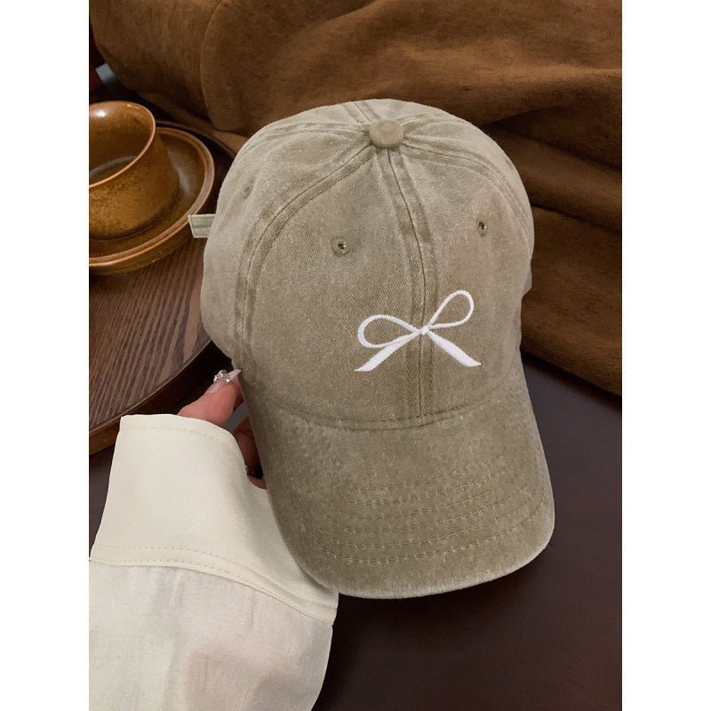 Women's Embroidered Bow Detail Adjustable Baseball Cap Bowlift