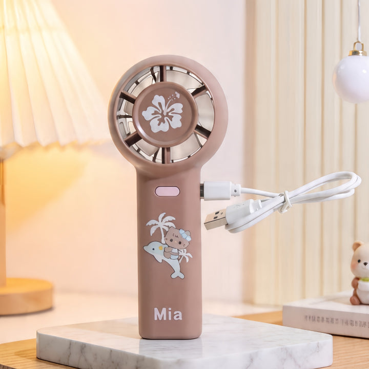 Women's portable handheld fan with customizable character design Bowlift