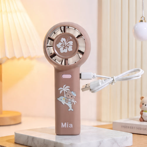 Women's portable handheld fan with customizable character design Bowlift