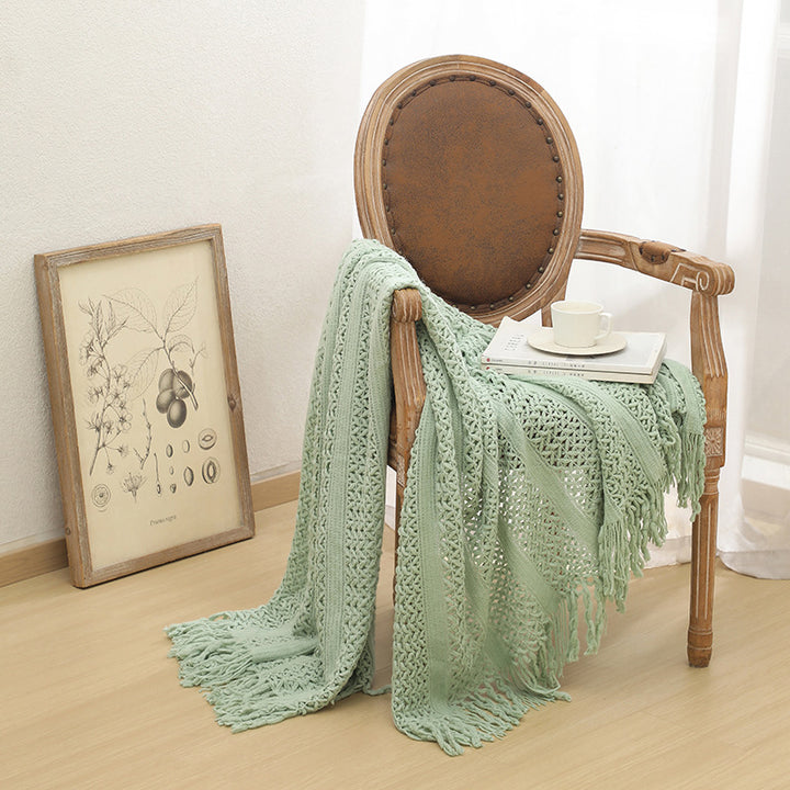 Women's Knit Blanket with Elegant Fringes Bowlift