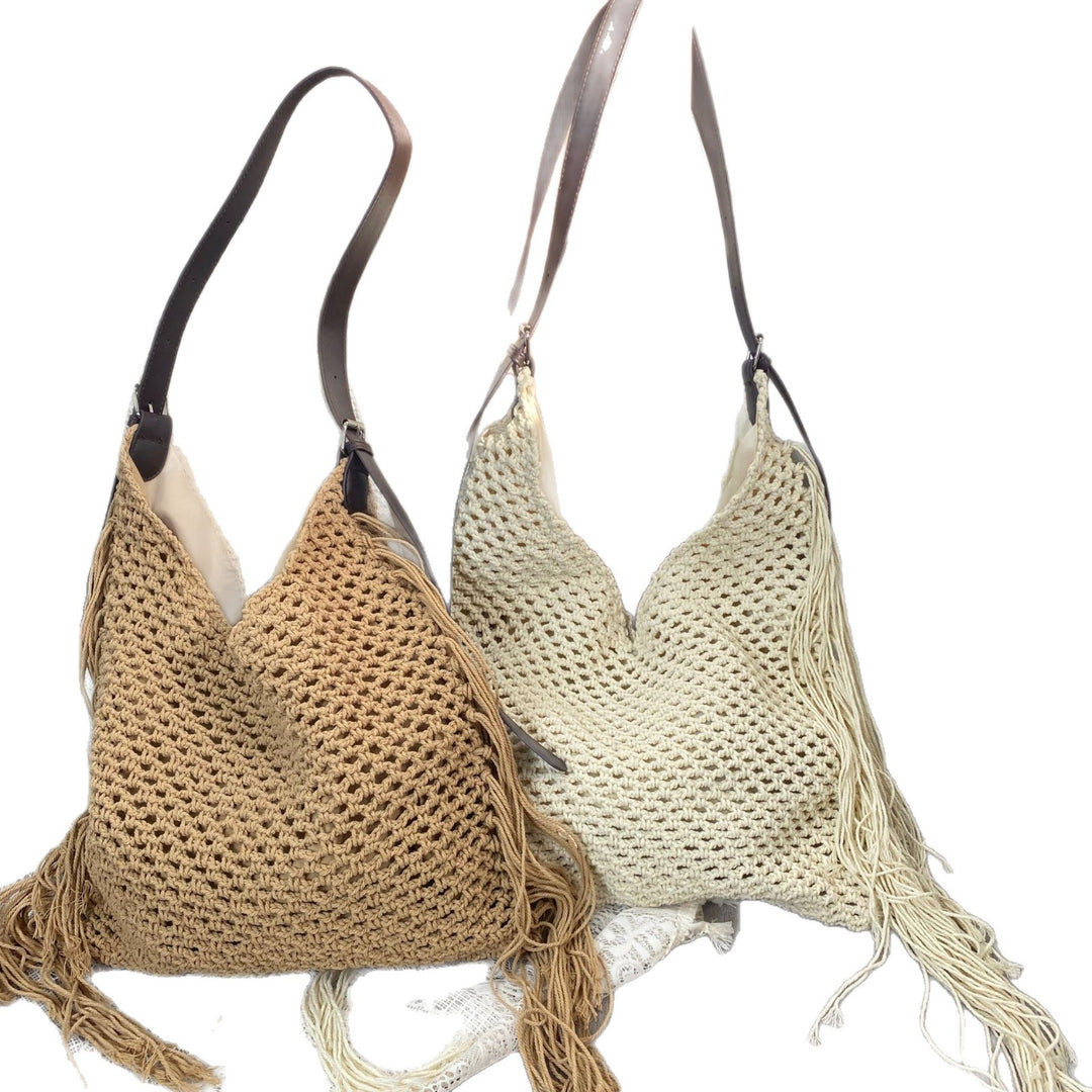 Macrame Crossbody Bag with Fringes Bowlift