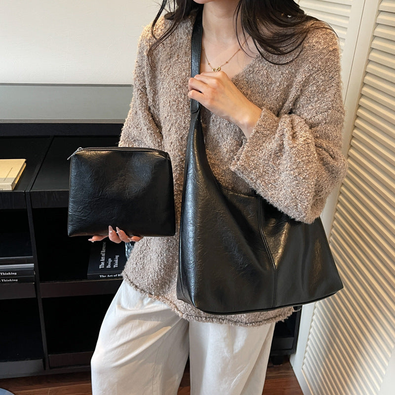 Premium Leather Slouchy Handbag Bowlift
