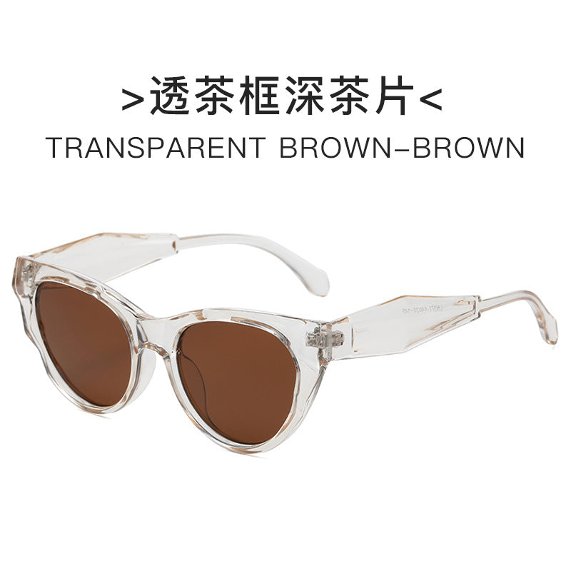 Women's Cat-Eye Sunglasses with Transparent Frame and Brown Lenses Bowlift