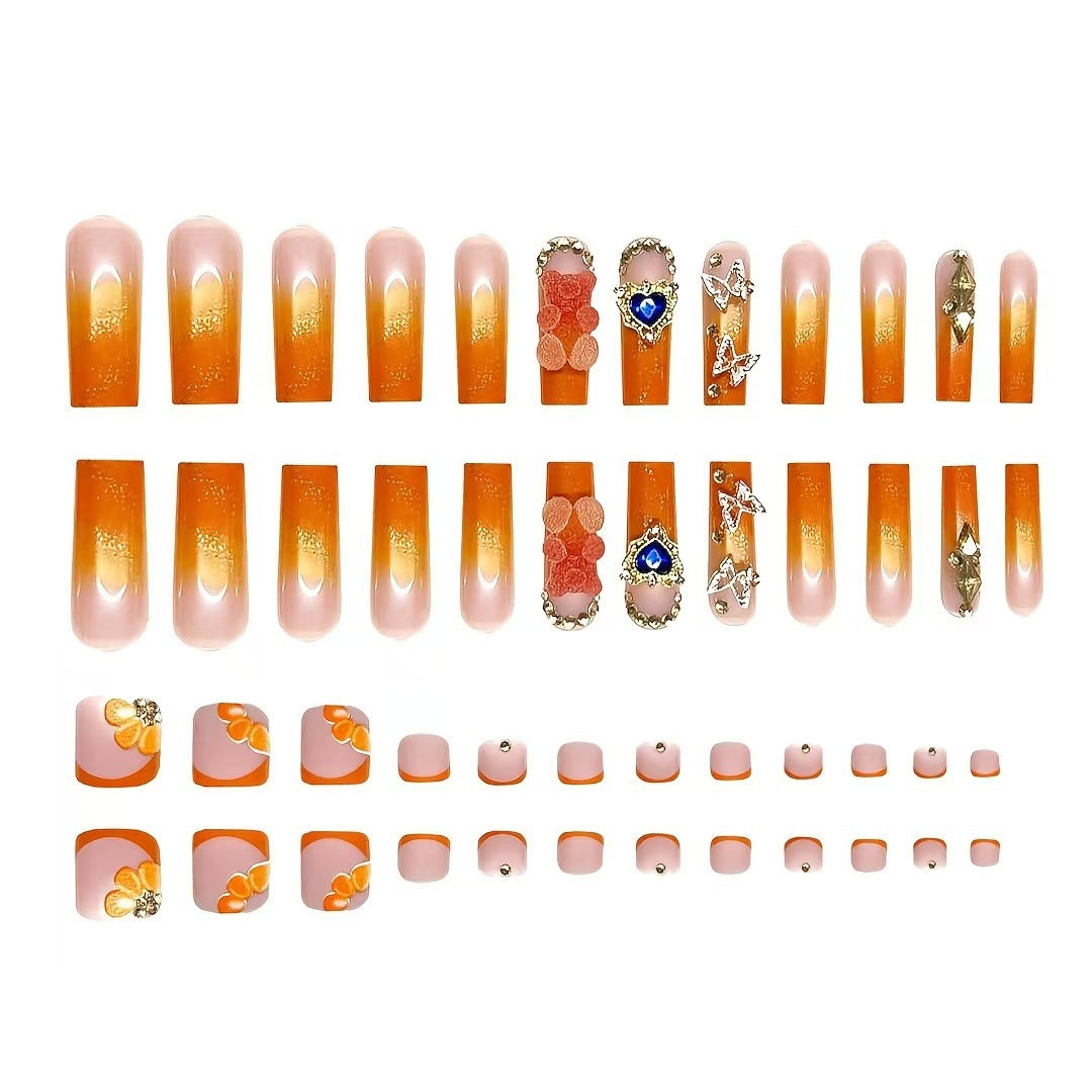 Floral Decorative Press-On Nails Bowlift