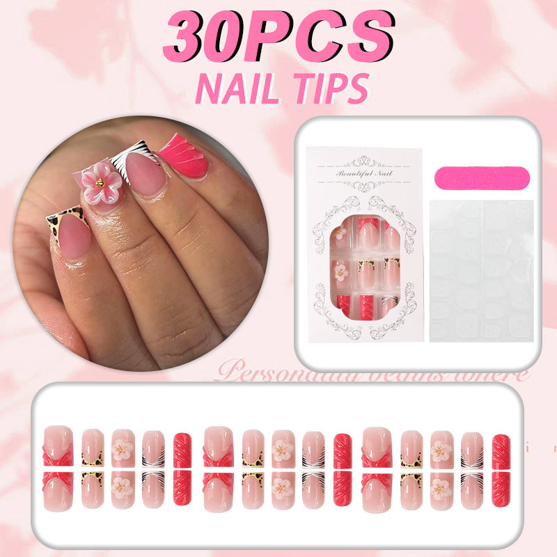 Floral Design Press-On Nail Tips Set Bowlift