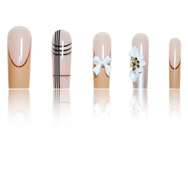 Artistic Designer Long Press-On Nails Bowlift