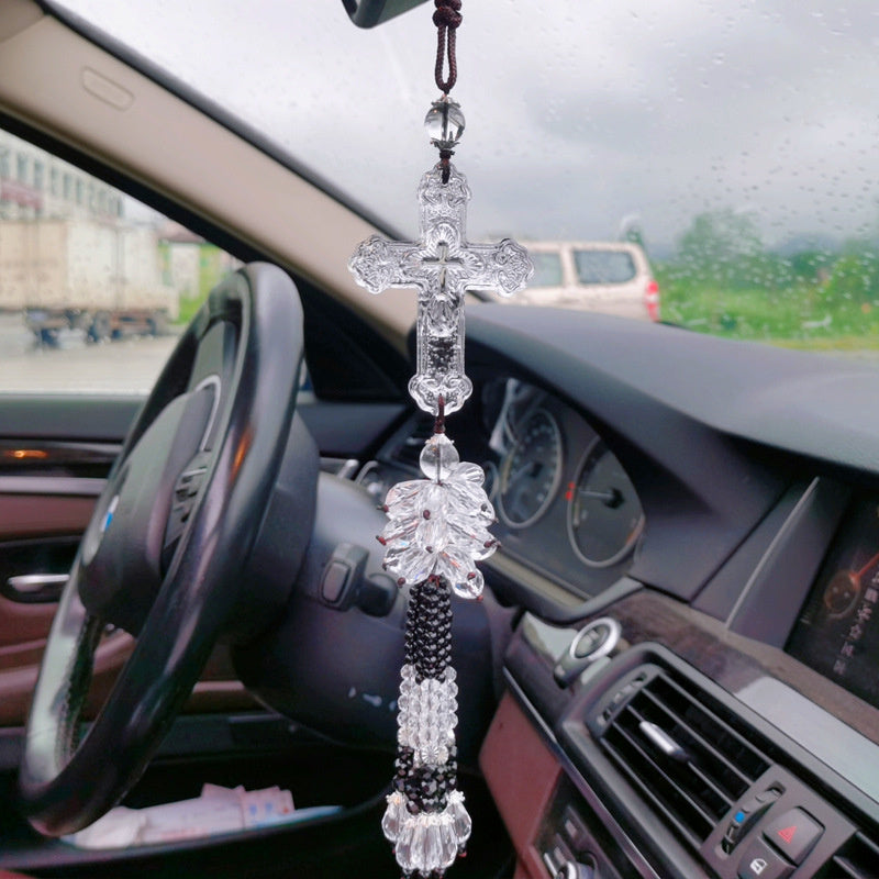 BowLift | Crystal Cross Car Pendant