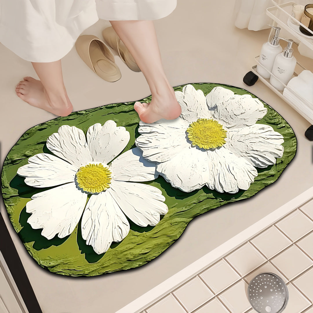 Luxurious Floral Design Bath Mat Bowlift