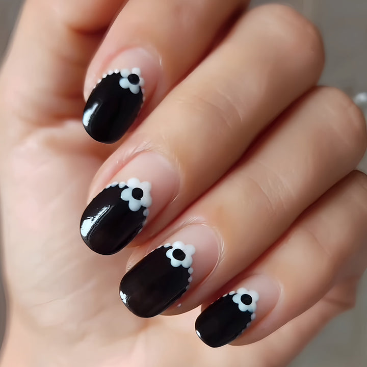 Artistic Floral Tip Press-On Nails Bowlift