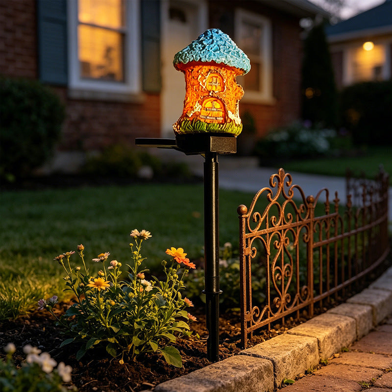 Welcoming Birdhouse Solar Pathway Stake Light With Dusk-To-Dawn Sensor Bowlift