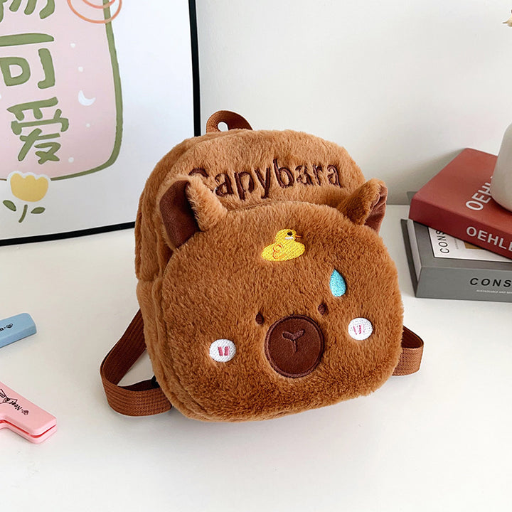 Plush Capybara-Themed Mini Backpack