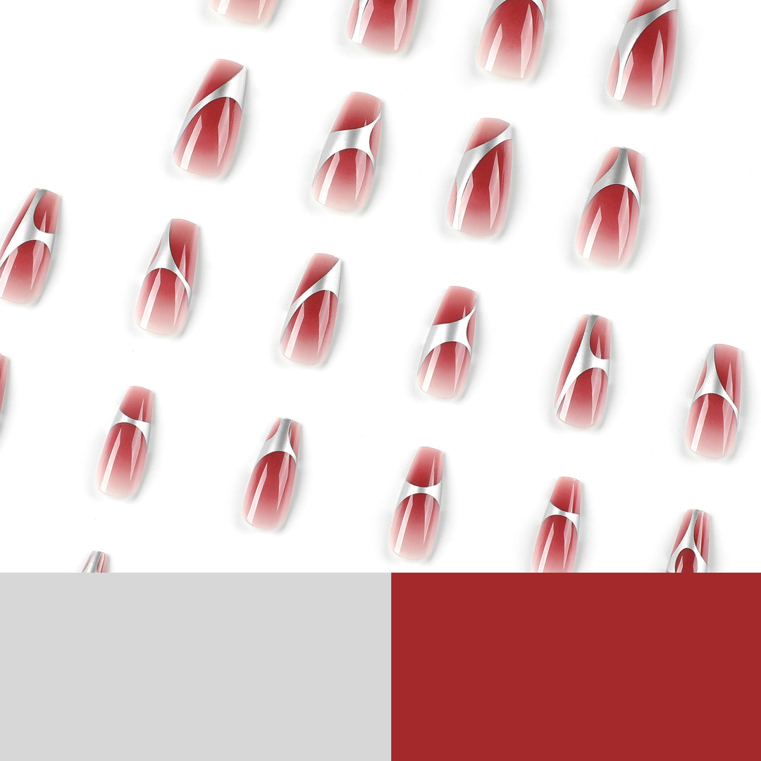 Artificial nail extensions with high-gloss finish and modern design Bowlift