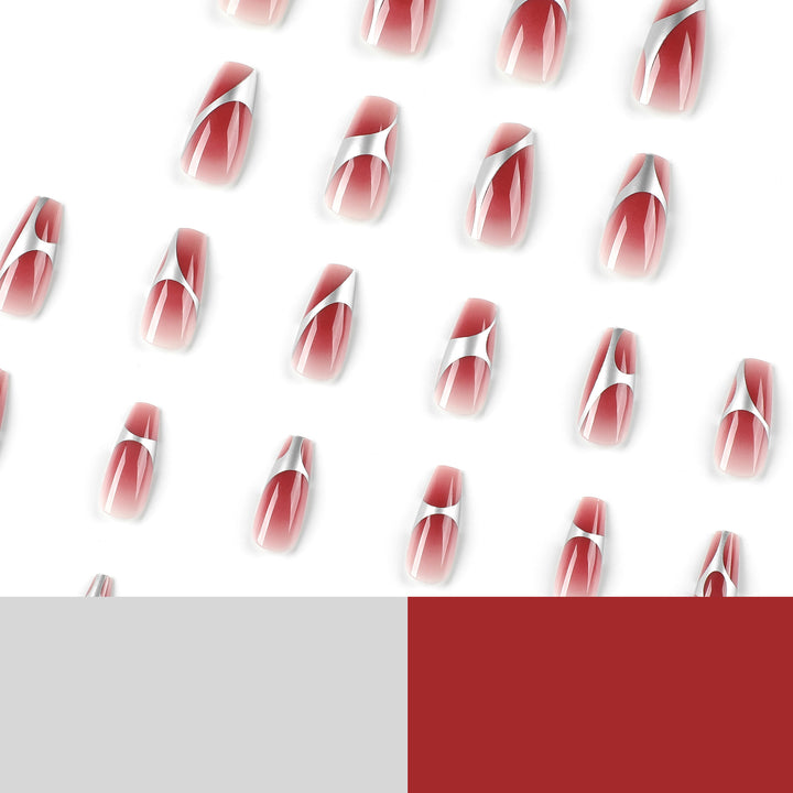 Artificial nail extensions with high-gloss finish and modern design Bowlift