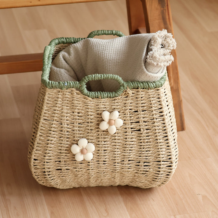 Handcrafted basket with flower appliqué Bowlift