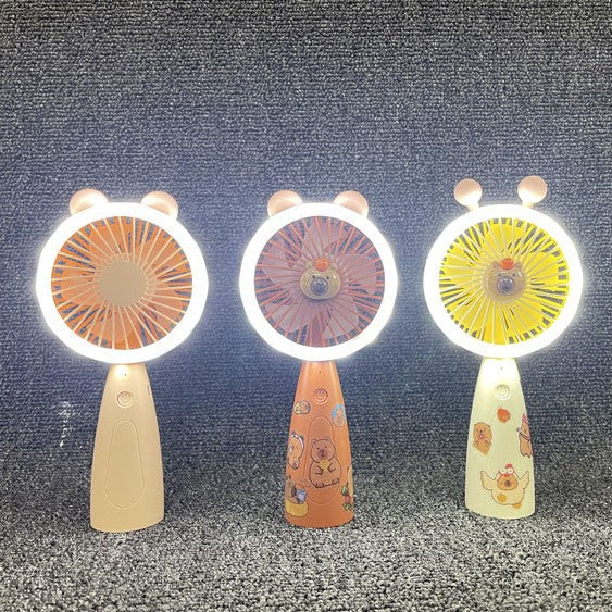 Unisex Portable Hand Fan with LED Lighting and Animal Design Bowlift