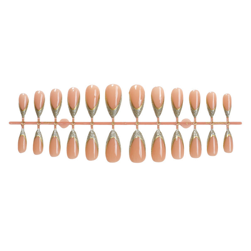 Elegant Stiletto Press-On Nail Set with Glittering Design Bowlift