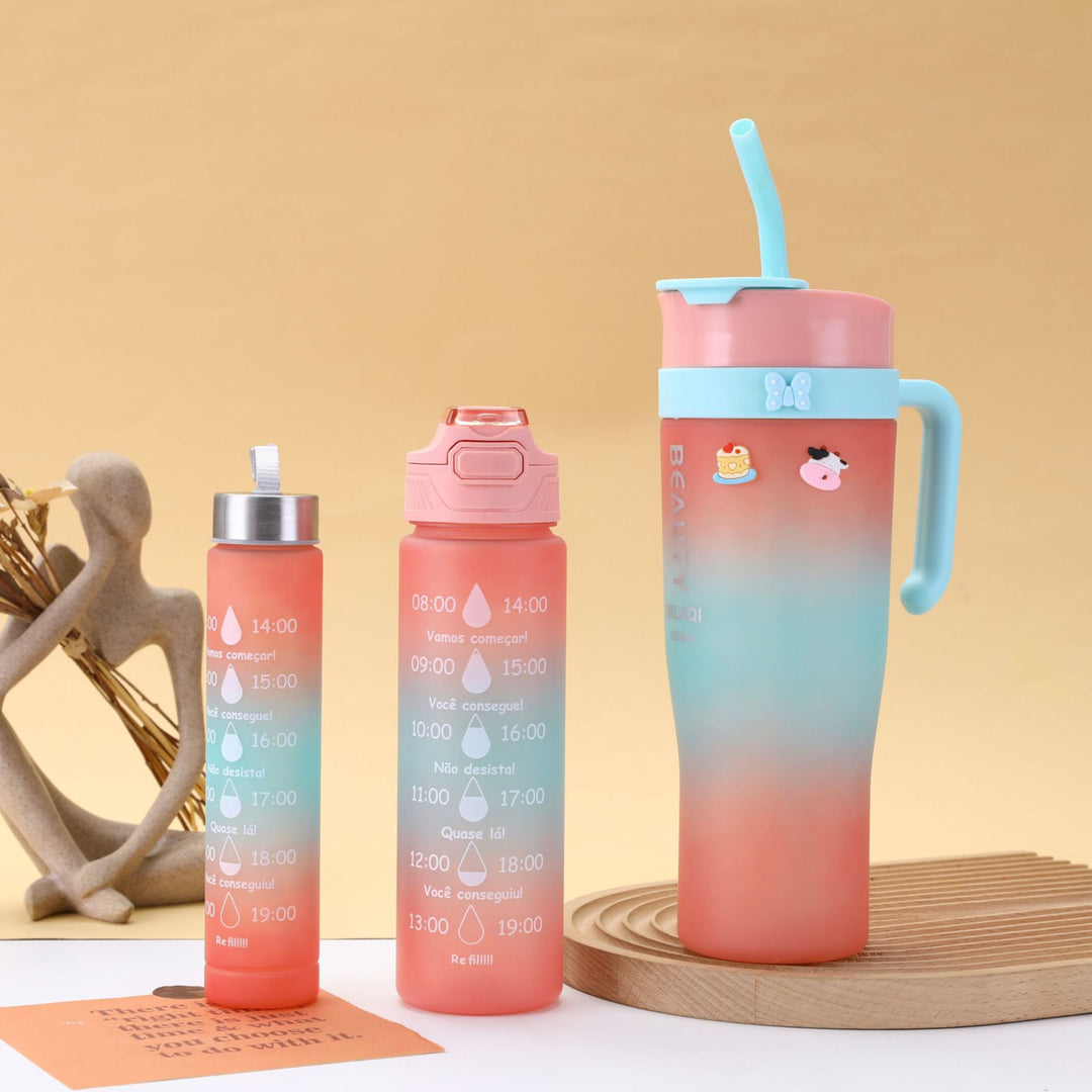 Ladies stylish and practical water bottle with design and time markings Bowlift
