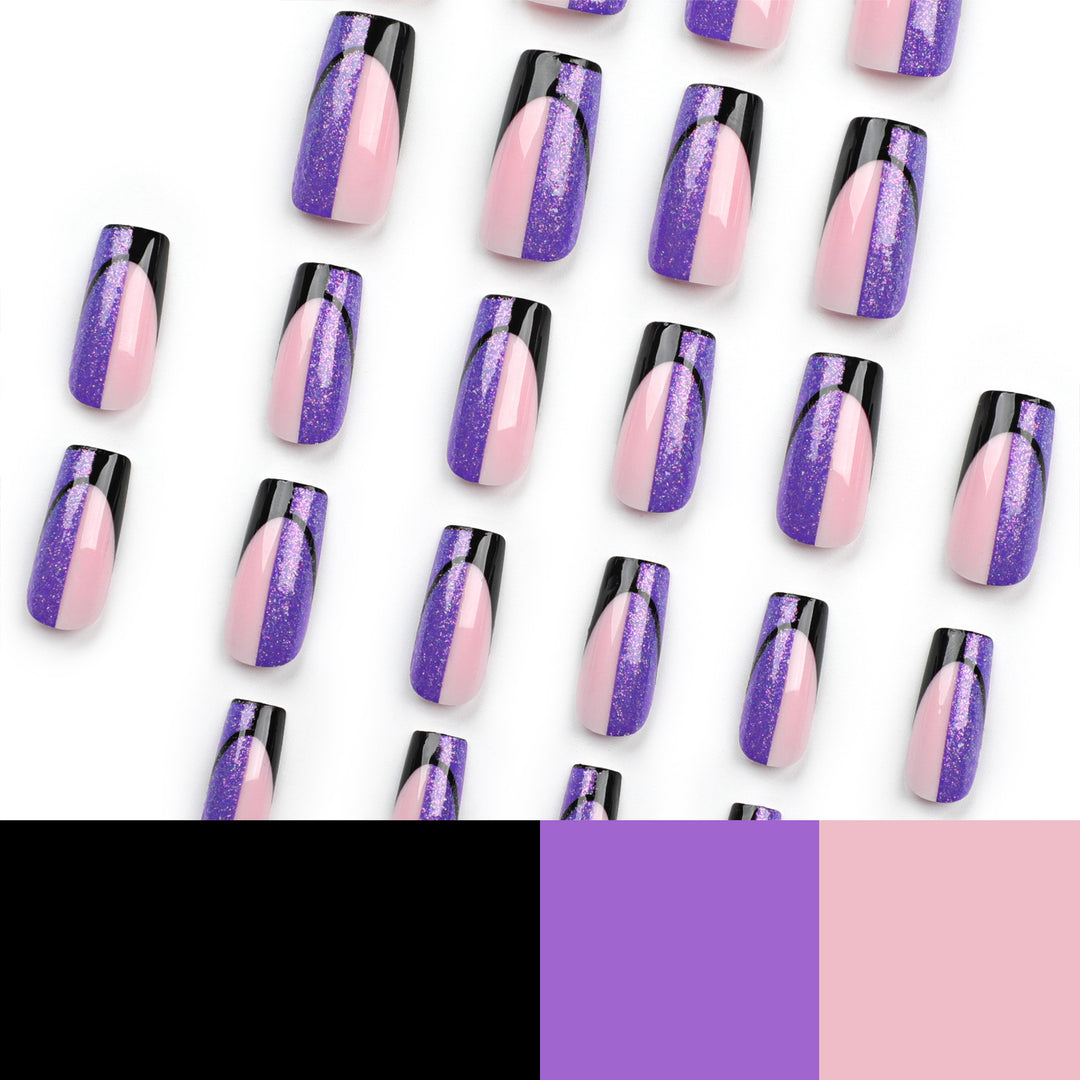 Artful nail extensions with glamorous color gradient and glitter details Bowlift