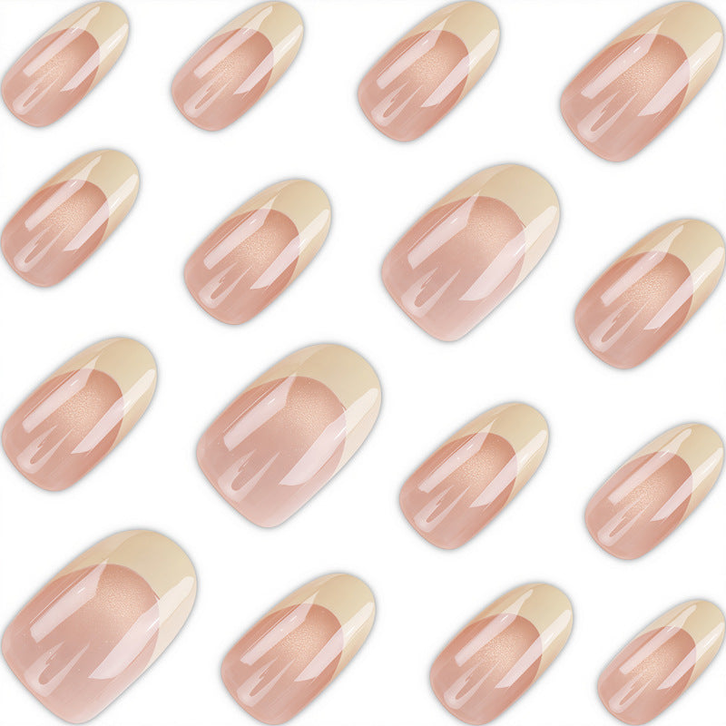 Glossy French Tip Press-On Nails Bowlift
