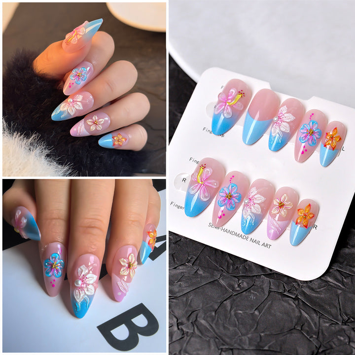 Artistic Floral-Designed Press-On Nail Set Bowlift
