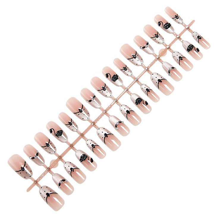 Artificial nails with floral accents and elegant shine Bowlift