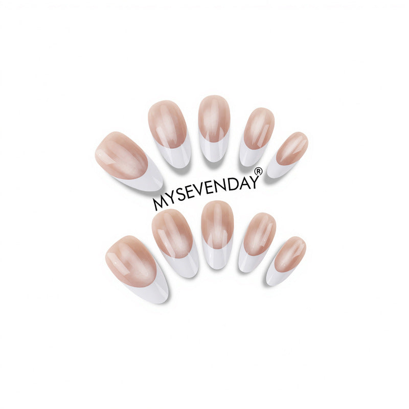 Elegant Press-On Nail Set with French Tip Design Bowlift