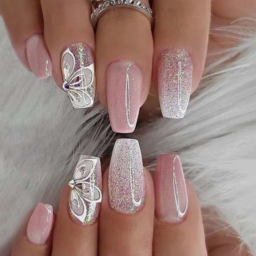 Ornate Butterfly-Inspired Acrylic Nail Extensions Bowlift