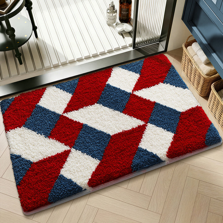 Plush Textured Zigzag Bath Mat Bowlift