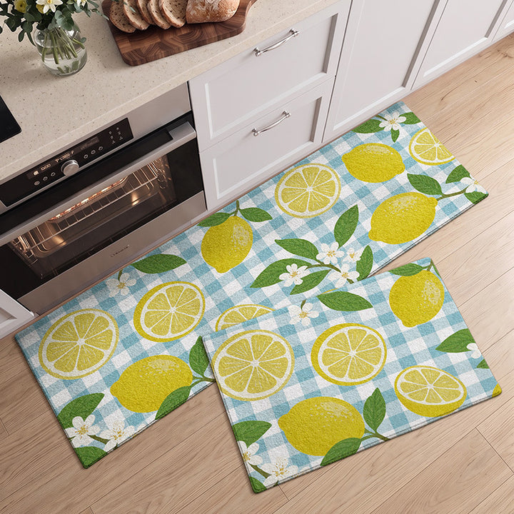 Refreshing Citrus-Themed Kitchen Runner Mat Bowlift