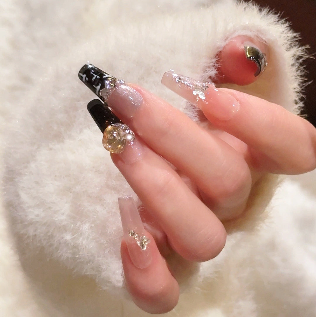 Elegant Nail Art Extensions with Pearl Accents Bowlift