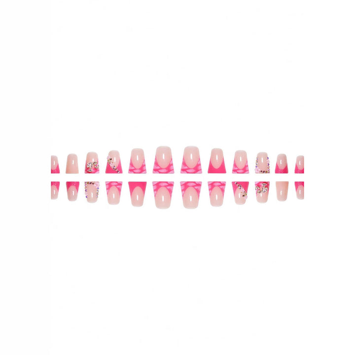 Decorative Floral and Rhinestone Acrylic Nail Extensions Bowlift