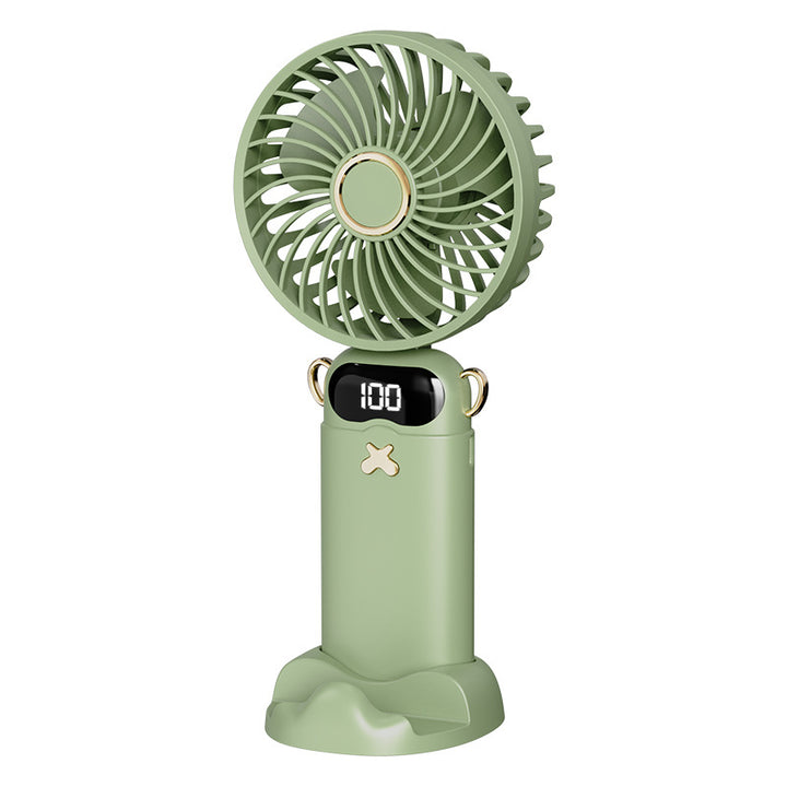 Cooling rechargeable handheld mini fan with digital battery display and cute desktop stand Bowlift