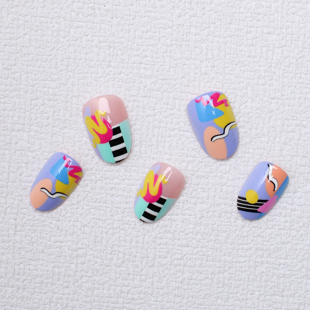 Artistic Patterned Press-On Nails Bowlift
