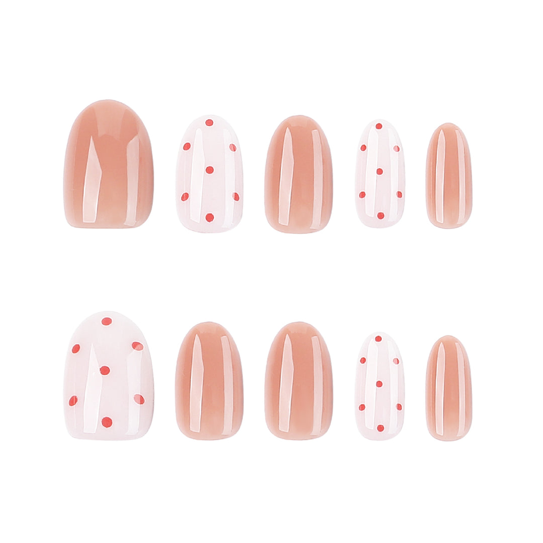 Artistic Nail Art with Delicate Dots and Gradient Bowlift