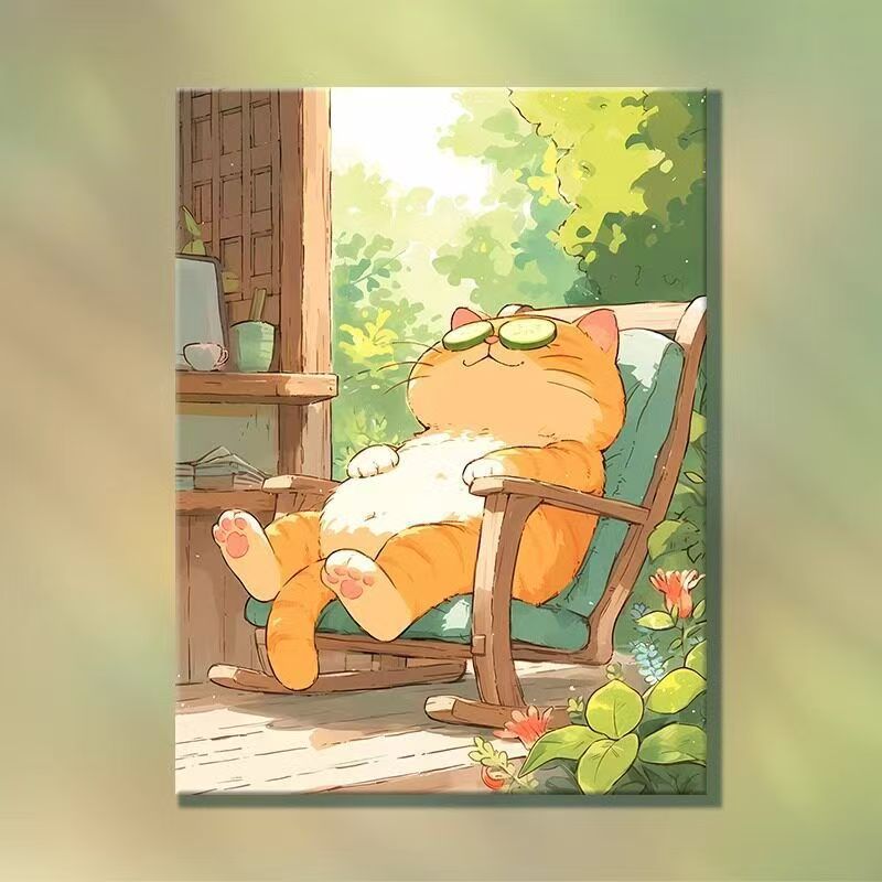 Playful Cartoon Cat Illustration Wall Art Bowlift