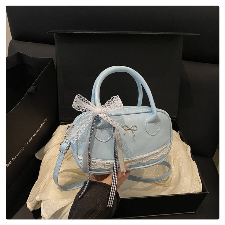 Elegant Lace-Trimmed Bow Handbag Bowlift