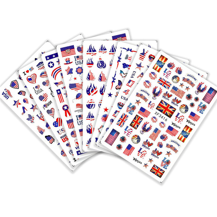 Women's nan patriotic USA themed nail art decal sticker sheets Bowlift