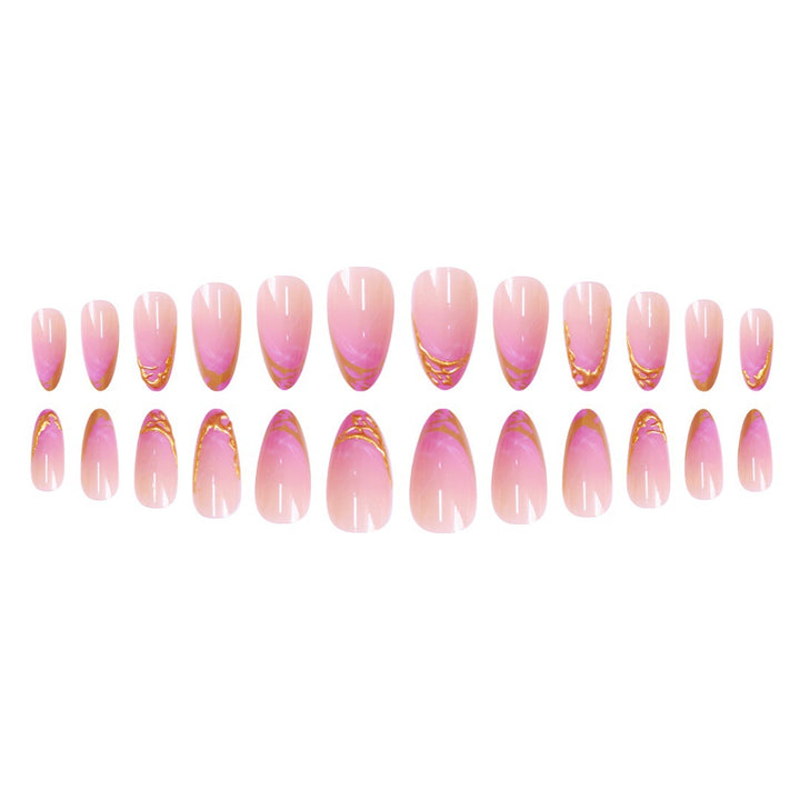 Elegant Stiletto Press-On Nail Extensions with Gold Tip Accents Bowlift