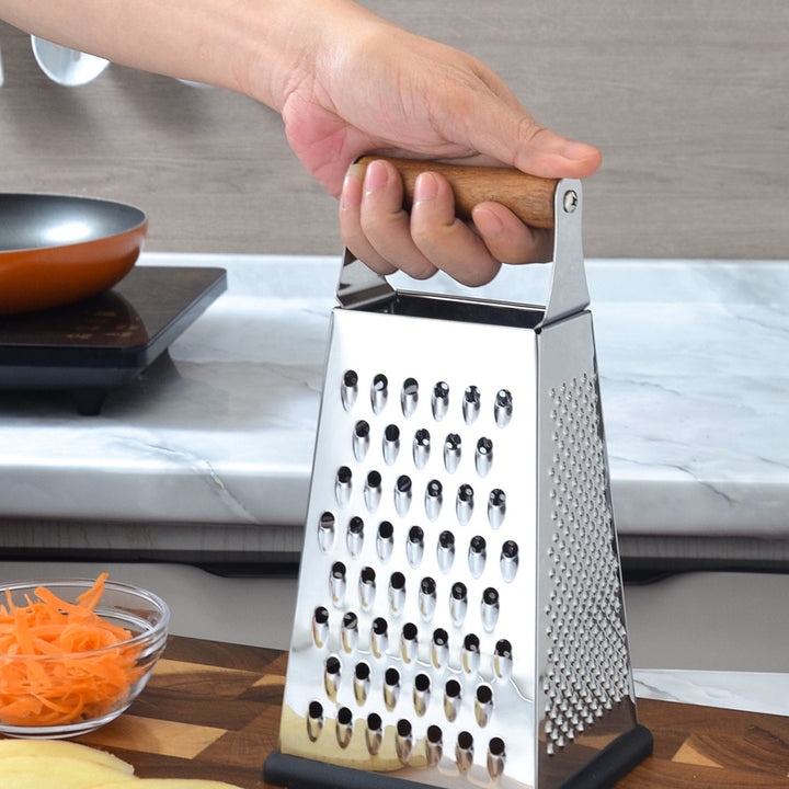 Ergonomic stainless steel cheese and vegetable grater Bowlift