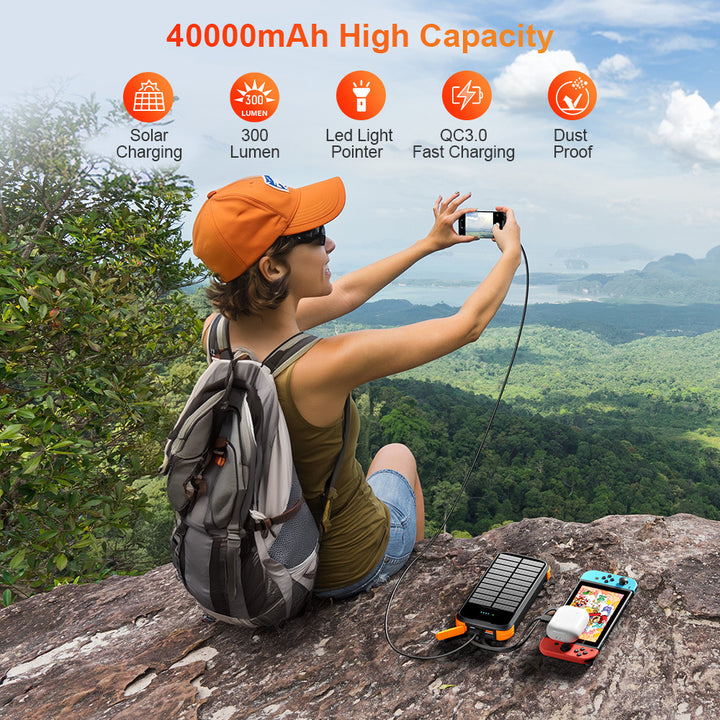 Multifunctional Solar Power Bank with Integrated LED Lamp and Multiple Ports Bowlift