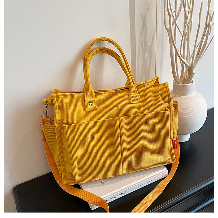 Corduroy Multi-Pocket Tote Bag Bowlift