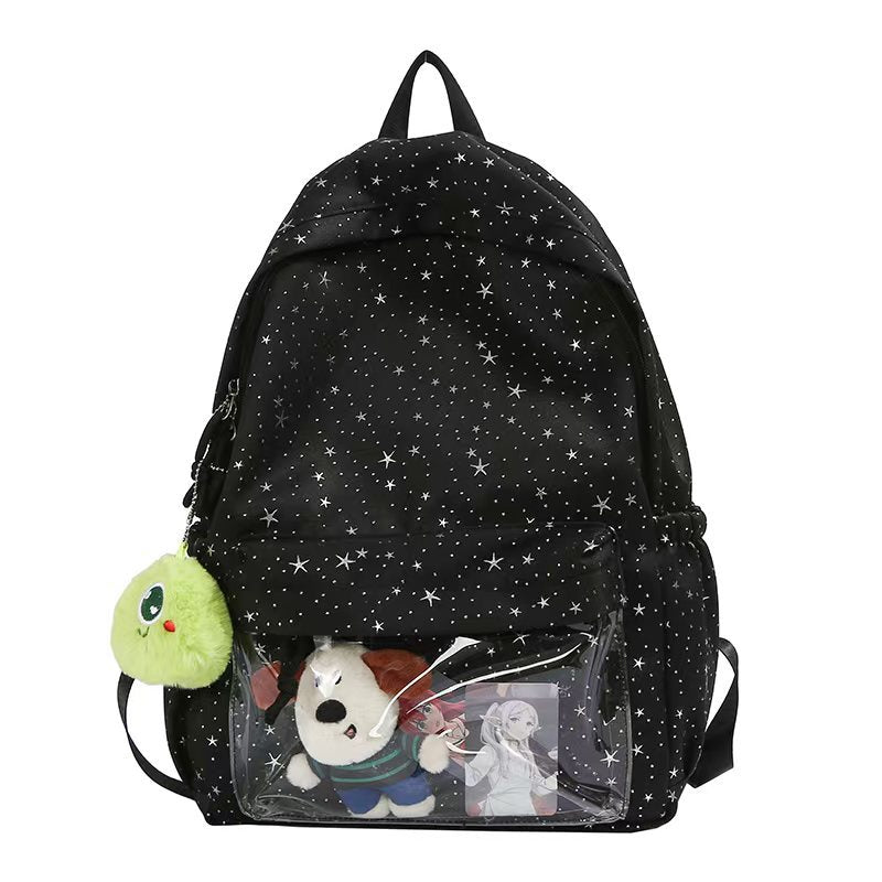 Transparent Pocketed Star-Pattern Backpack Bowlift