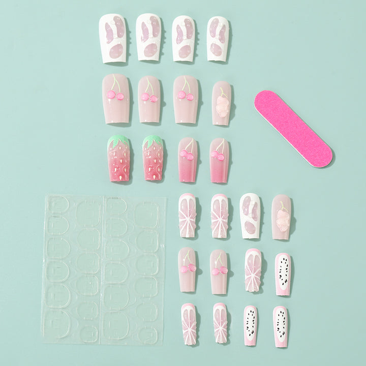 Artificial nails with strawberry and cherry designs Bowlift