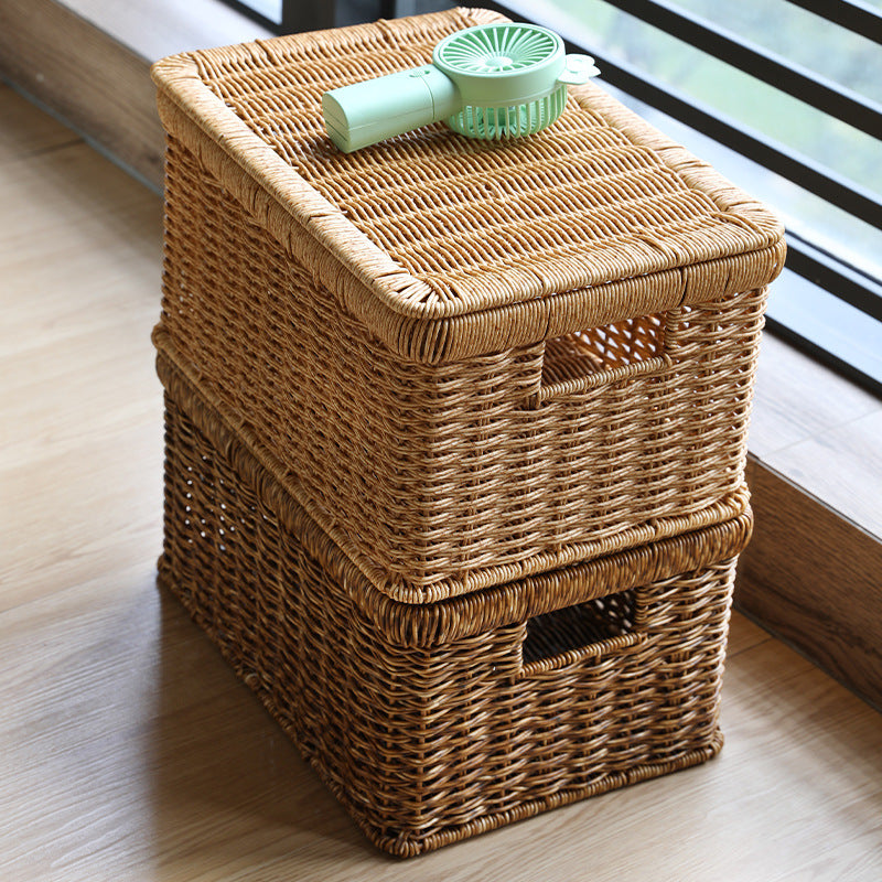 Unisex Rectangular Storage Basket with Decorative Lid Bowlift